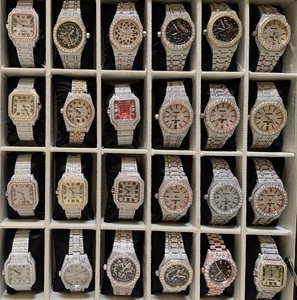 Reloj de cuarzo resistente al agua para hombre de gama alta, moissanita cuadrada de lujo con diamante, Arco Iris helado, número romano, banda de cuero antigua - Product Image 6