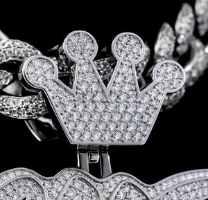 Bijoux fins de conception moderne personnalisée 14KT or blanc massif CVD HPHT diamant taille ronde lettre initiale pendentif pour hommes - Product Image 3