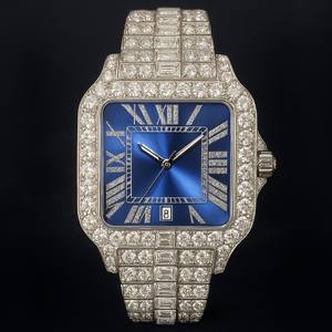 Relojes de Lujo Premium para Hombre con Esfera Cuadrada de Cuarzo, Estilo de Dibujos Animados, Gemas de Moissanita VVS Color D, Aspecto Elegante y Prestigioso, Calidad de Primera Categoría - Product Image 1