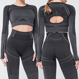Vente en gros sur mesure Vêtements de yoga sport pour femmes pêche Hip Lift Fitness Taille haute Ensemble de pantalons de yoga de forme élastique serrée - Product Image 6