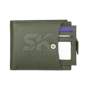 กระเป๋าสตางค์หนังแท้แบบพับสองตอน สีเดียว รุ่นใหม่ล่าสุด แฟชั่นทันสมัยสำหรับผู้ชาย จากโรงงานโดยตรง - Product Image 3