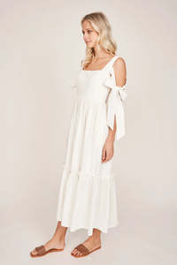 Robe longue d'été en coton blanc sans manches faite à la main - Product Image 3