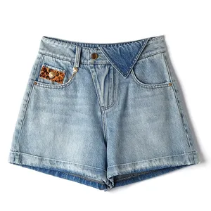 Short en jean pour femmes, impression de Logo personnalisé, confortable, court et léger - Product Image 1