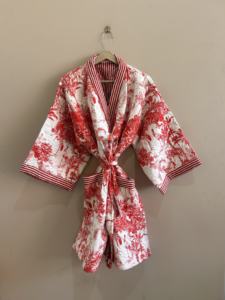 Animal Printed Breathable Cotton Quilted <b>Long</b> <b>Puffer</b> Kimono <b>Jacket</b> For <b>Women</b> - Product Image 5