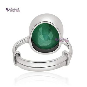 NOVAMART Fine Fine 925 Silver <b>Adjustable</b> <b>Ring</b> with 4.25-11.25 Ratti Emerald/Panna Gemstones Wholesale Export - Product Image 3