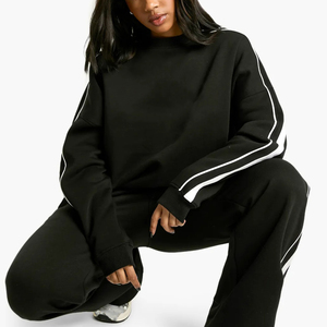 Women's Winter Casual Wear Oversized Sweatshirt <b>Drop</b> Shoulder Solid Front Breathable Anti-Pilling Loose Fit Custom Logo - Product Image 3