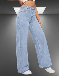 Pantalones vaqueros de pierna ancha con estilo informal para mujer, pantalones vaqueros transpirables para ropa de calle diaria, estilo de fiesta de calle alta - Product Image 4