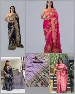 ชุดสตรีผ้าไหมผ้าวิสคอสชุดผ้าส่าหรีสำหรับใส่ไปงานปาร์ตี้สไตล์อินเดีย - Product Image 5