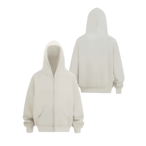 Sweat à capuche zippé en coton 100% pour hommes graphique personnalisé avec impression de logo bouffant surdimensionné sweat-shirt de style pardessus pulsé pour l'automne - Product Image 2