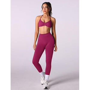 yoga sets high waist <b>leggings</b> <b>and</b> bra <b>top</b> seamless stretch breathable fitness activewear women - Product Image 6