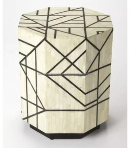 WONDER OVERSEAS, mesa de centro con incrustaciones de hueso de alta calidad, diseño de línea negra para sala de estar, muebles para el hogar - Product Image 4