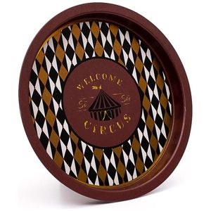 Plateau en métal rond vintage Circus Elegance Plateau de service décoratif en bois de 315 mm en acier nacré pour l'affichage de service - Product Image 1