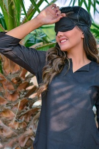 Black Solid New Arrival 2 Piece <b>Three</b> Quarter Sleeve Cotton Home Night Suit for Women - Product Image 2