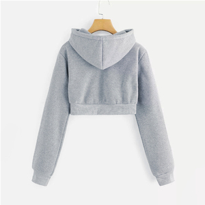 Sudadera Corta Personalizada de Alta Calidad al por Mayor, Diseña Tu Propia Sudadera Corta de Algodón Lisa para Mujer - Product Image 6