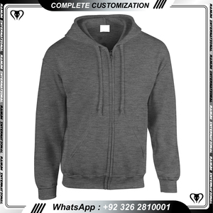 Logo Zipper Hoodie Men Streetwear High Quality Blank Heavyweight Cotton Oversized Hoodie Men - Product Image 6
