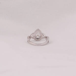 Pear Lab Grown Diamond Cluster Setting Engagement Ring With Round Cut Side Conflict Free Diamond Ring in 14KT <b>Solid</b> Gold - Product Image 4
