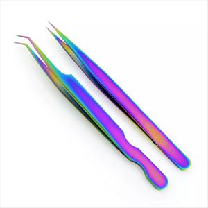 Pince d'extension de cils de qualité professionnelle Diamond Grip, en acier inoxydable, revêtement Plasma multi-arc-en-ciel, 11.5 cm 12.5 cm - Product Image 4