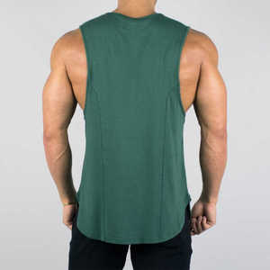 Débardeur de sport vert sans manches pour homme, débardeur musculaire décontracté, t-shirt de fitness, vêtement de sport, coton tricoté en bambou - Product Image 3
