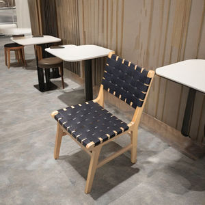 Chaise de salle à manger en cuir au design moderne sangles en cuir tissé écologique solide et durable pour l'extérieur hôtel salon appartement utilisation - Product Image 1
