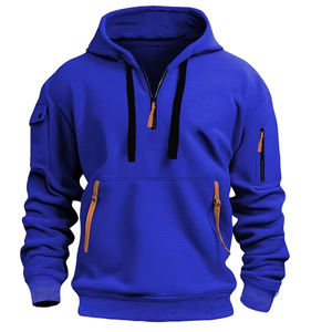 Sweat à capuche d'hiver personnalisable pour homme 2026 avec motif uni, ourlets côtelés, style urbain, logo brodé sur le devant - pour service OEM - Product Image 6