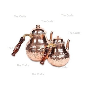 Copper <b>Water</b> <b>Kettle</b> With Wooden Handle Set Of Two Different Size Coffee <b>Kettle</b> For Home Tableware Use - Product Image 2