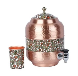 Hammered Finished Copper Water <b>Container</b> with Anti-corrosion Coating Dishwasher Safe & Lid for Kitchen Home Hotel Restaurants - Product Image 5