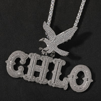 Collier pendentif aigle en laiton 5A CZ micro-pavé, chaîne de pendentif alphabet DIY pour vendeurs en ligne, bijoux personnalisés