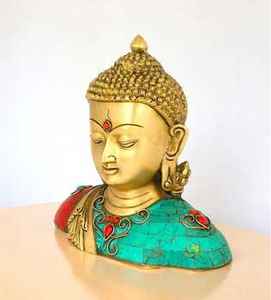 พระพุทธรูปทองเหลืองโบราณ งานฝีมือประณีต ของตกแต่งบ้าน ของขวัญพิเศษ - Product Image 5