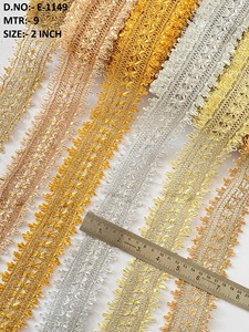 ลูกไม้ถักเปียโลหะกว้าง1.5ซม. ประดับด้วยผ้าลูกไม้สีทองเงินสำหรับงานแต่งงานฝีมือเย็บตกแต่งบ้าน - Product Image 6