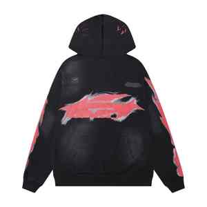 Sudadera con capucha y cremallera para hombre, bordada, con estampado lavado a la piedra, 100% algodón, transpirable, para gimnasio, fin de semana, actividades al aire libre, invierno, para usar en capas - Product Image 2