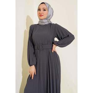 ayrobin Elegent Office Lady <b>Dress</b> Pleated Belt Custom Logo Print Pattern Long Knee-Length Available <b>Spring</b> XL 2XL Made Spandex - Product Image 3