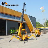 Grue araignée compacte DigMaster pour espaces étroits, mini-grue hydraulique télescopique avec stabilisateurs, alimentation essence/électrique, capacité de levage 6,5 m