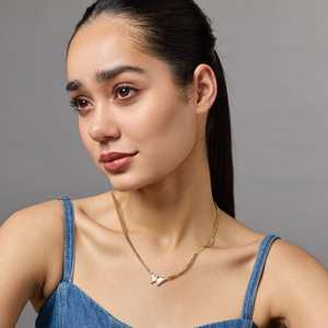 Collier tendance 192338 plaqué or en alliage d'acier inoxydable avec des formes de papillon, de chiffres, de fleurs et de cœurs, orné de diamants, idéal pour un cadeau - Product Image 2