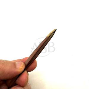 Pinzas de Punta puntiaguda de oro marrón, pinzas de cejas con impresión de logotipo personalizado de acero inoxidable, herramienta de belleza, servicio OEM - Product Image 4