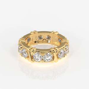 Anillo de Oro de 14K con Corte Redondo, Banda de Eternidad con Diamantes Moissanite, Elegante y con Estilo - Product Image 1