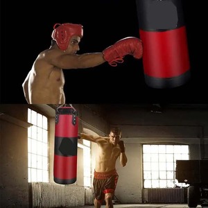 Saco de boxeo de cuero PU relleno pesado de alta calidad portátil independiente deportes al aire libre gimnasio Fitness entrenamiento MMA Kickboxing Logo - Product Image 3