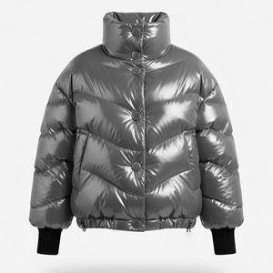 Veste matelassée respirante pour femme d'hiver, à manches longues, teinte, brillante, avec un design de veste matelassée à bulles, capuche amovible - Product Image 5