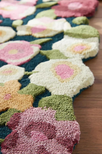 Alfombra de área hecha a mano de 100% lana con mechones florales multicolores para el hogar, dormitorio, sala de estar, habitación de niños - Product Image 3