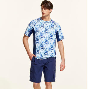 Rashguard para hombre, camisa de compresión elástica duradera de manga corta, secado rápido, entrenamiento de gimnasio, entrenamiento, Fitness, surf, natación, ropa deportiva - Product Image 4