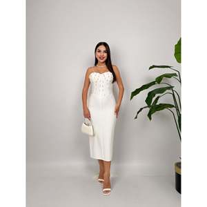 Vestido Midi Rojo MissJANELL para Mujer, con Tela de Mezcla de Poliéster y Elastano, Elegante y Cómodo para Uso Diario - Product Image 1