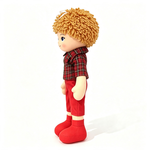 customized Curly blonde hair boy rag <b>doll</b> Fabric boy <b>doll</b> plush toy Plaid shirt boy stuffed <b>doll</b> Standing boy cloth <b>doll</b> - Product Image 3