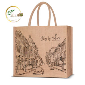 Sac fourre-tout en jute écologique coloré avec poche à fermeture éclair fabriqué à partir de textiles et de produits en cuir Matériau en toile de jute - Product Image 2