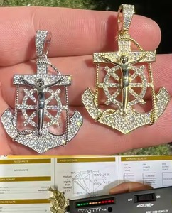 Pendentif croix ancre Jésus Christ pour homme en argent sterling massif 925 Moissanite véritable, finition or ou rhodium, testeur de diamants réussi - Product Image 4