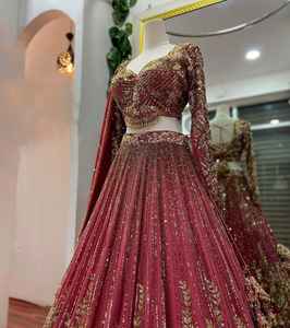 Elegante Chinon Silk Lehenga Choli Moda Indio Paquistaní Codificación Bordado Lentejuelas Trabajo Con Cancan & Canvas Patta - Product Image 3