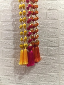 พวงมาลัยลูกบอลกำมะหยี่พู่ห้อยพวงมาลัยสีสันสดใสอุปกรณ์ตกแต่งสำหรับจัดงานแต่งงานม่าน mehendi และ haldi สำหรับงานปาร์ตี - Product Image 6