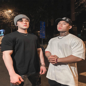 Venta al por mayor de impresión bordado 240 gramos 100% algodón camiseta de gran tamaño para los hombres Drop-Shoulder Plain Custom Unisex camiseta de los hombres - Product Image 6