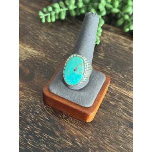 Ray Jack Kingman <b>Statement</b> Boho <b>Ring</b> Turquoise and Sterling <b>Silver</b> with Bezel Setting Size 11.75 Everyday Wear - Product Image 3