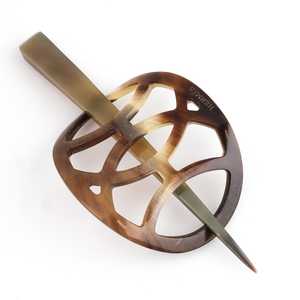 Pinza de pelo de alta calidad hecha a mano de cuerno de búfalo pulido Natural de diseño de lujo con arte coleccionable de colores naturales - Product Image 4