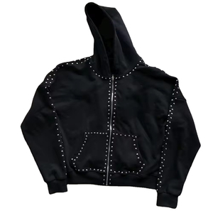 Sweat à capuche pour homme en coton 100% pour l'hiver, sweat à capuche écologique avec logo brodé sur le devant, tissu tricoté 450g, coupe classique - Product Image 2