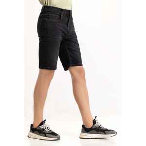 Short en jean basique taille haute MN-SHT-SS23-001 Anthracite avec délavage foncé - Product Image 4